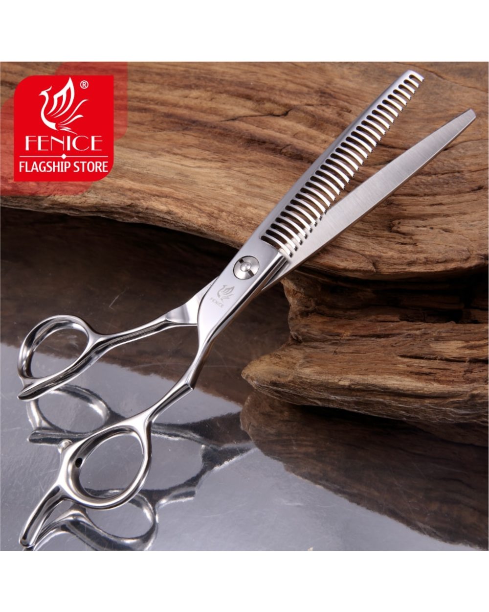 Fenice Professional Japan 440c 6.5 inch pet dog grooming thinning scissors toothed blade shears thinning rate about 35% front-2
