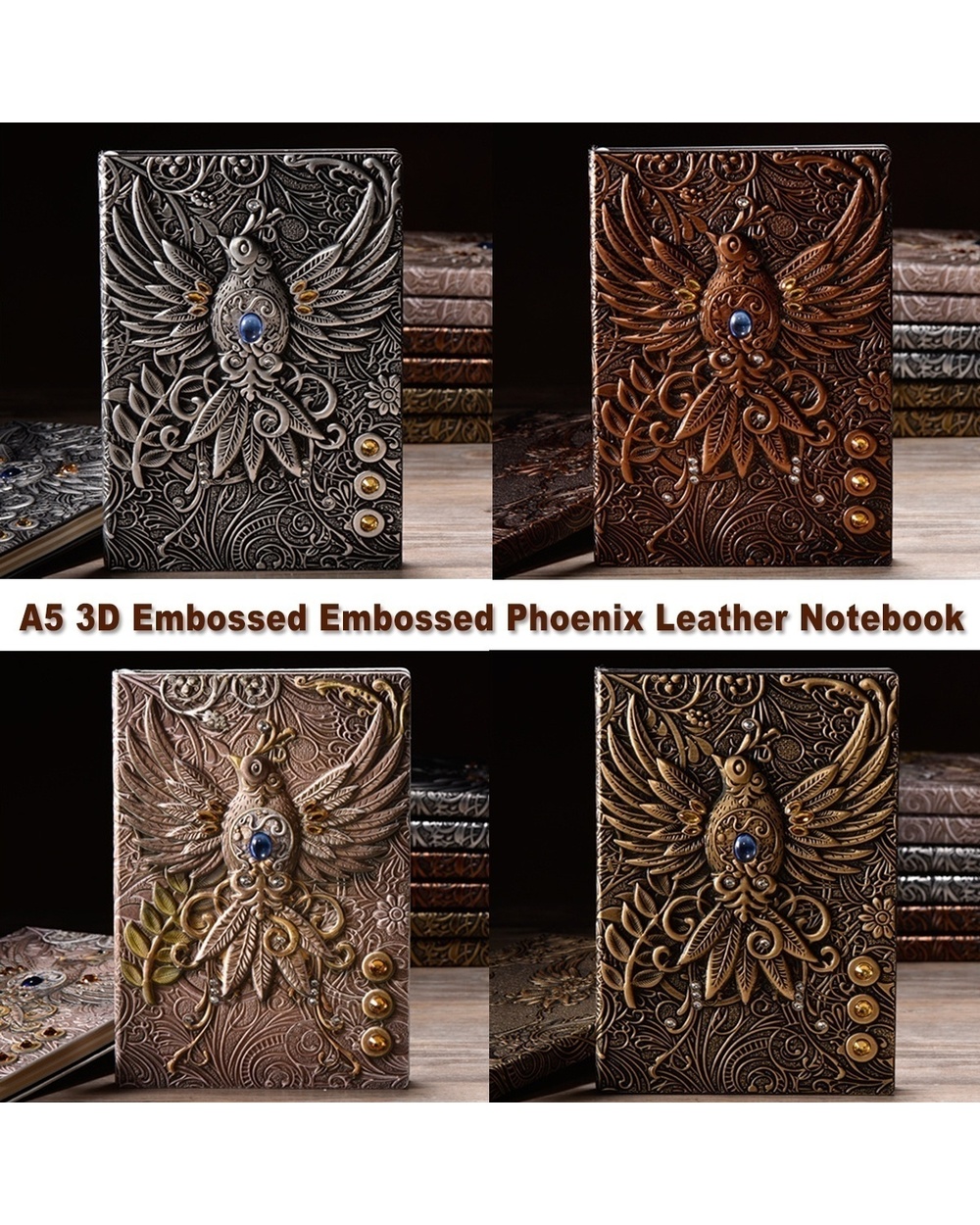 Fashion Vintage Embossed Leather Printing Travel Diary Notebook Travel Journal A5-Note Book 1Pcs front-1