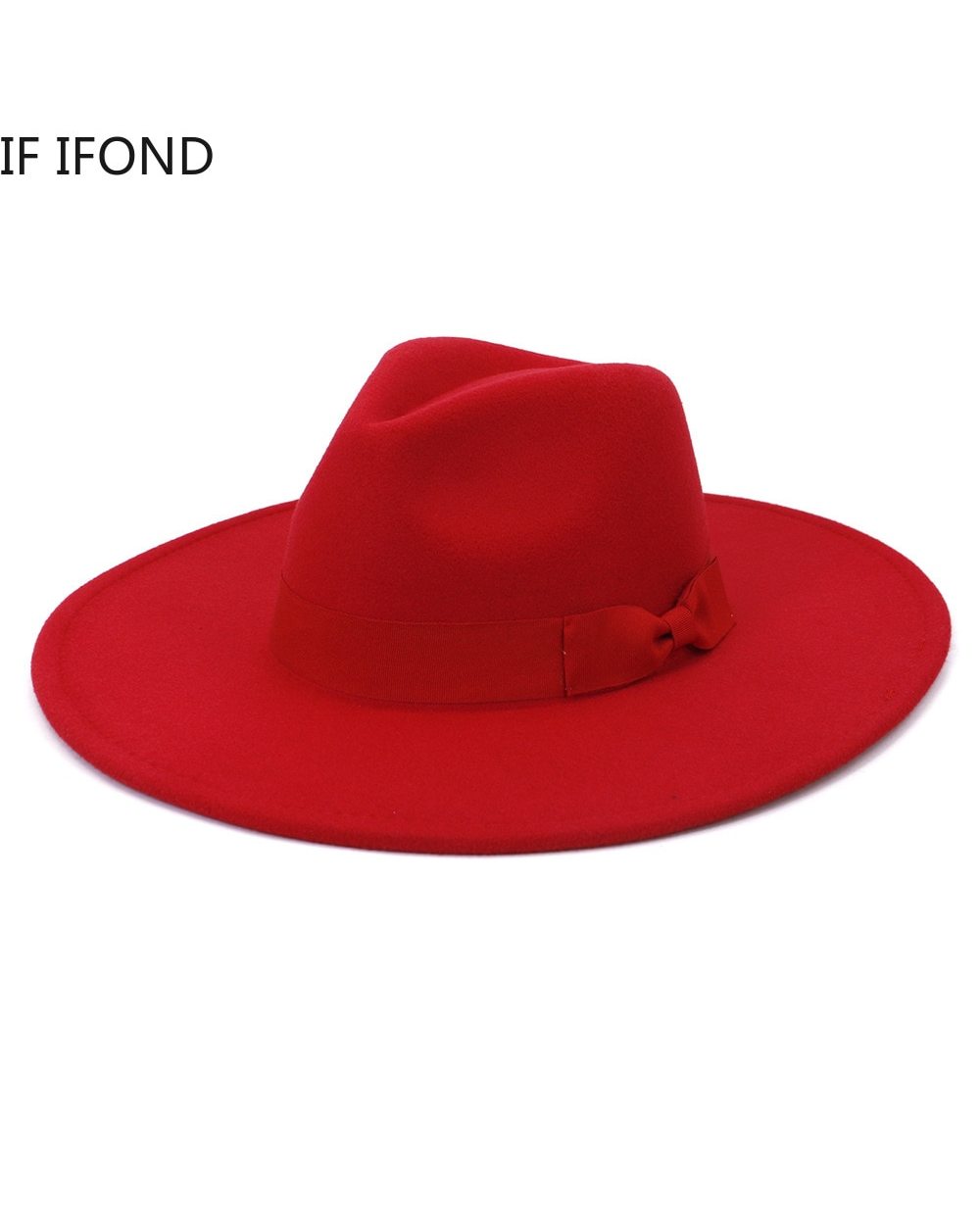 Big Wide Brim Women Hats 2021 Winter Autumn Ladies Elegant Retro Felt Fedora Hat Wedding Church Dress Formal Hat front-1