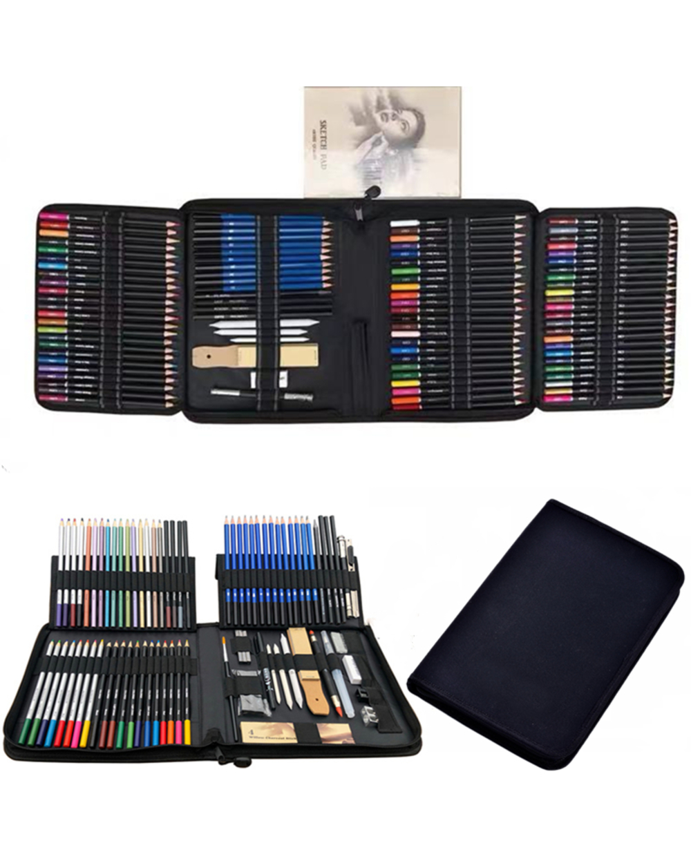 144Pcs Color Pencil And Sketch Pencils Set For Drawing Art Tool Kit 72 Pcs Watercolor Metallic Oil Pencil Artist Art Su front-0
