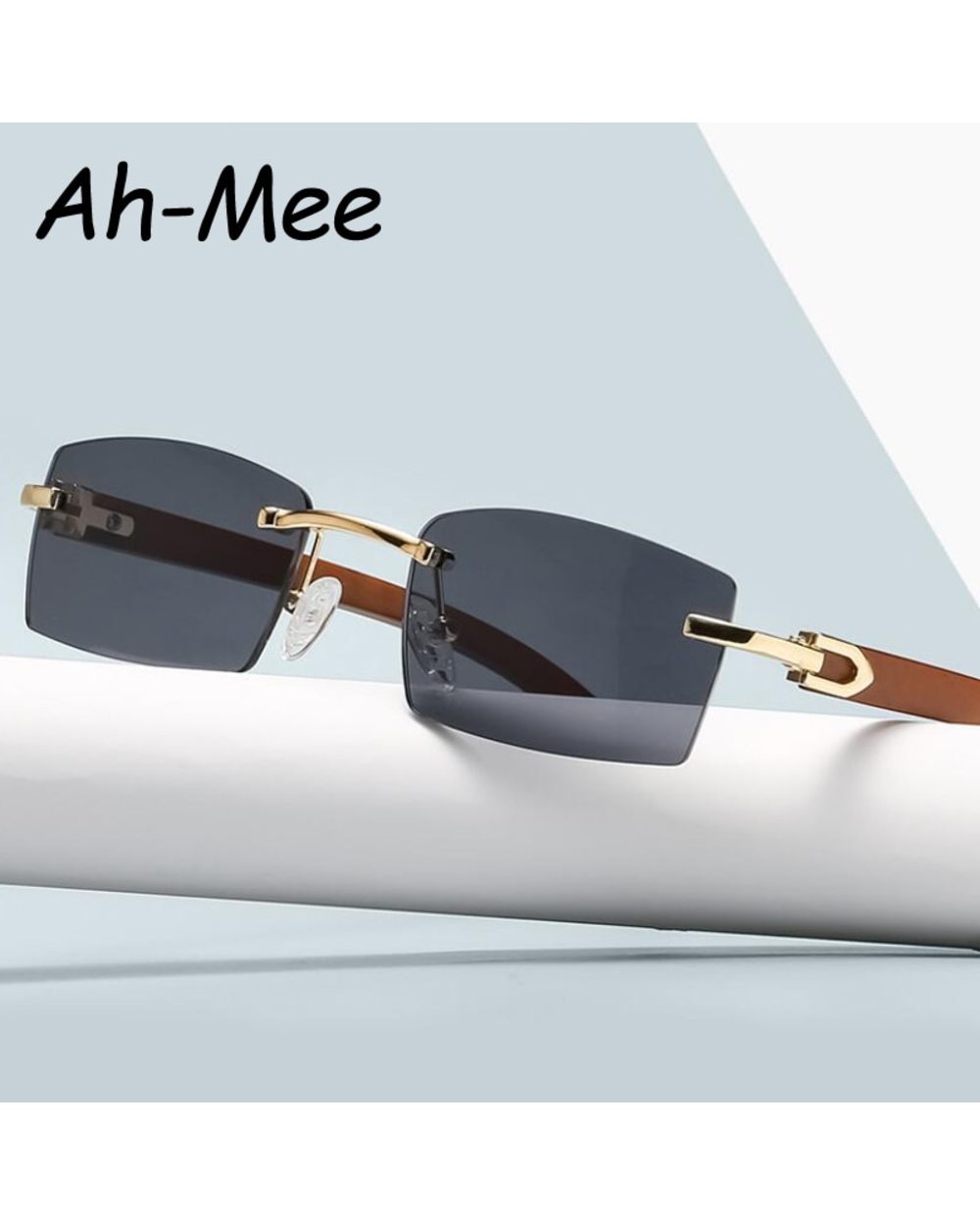 Sqaure Brand Designer Sunglasses Men Women Sun Glasses Wood Frames Rimless Black Eyeglasses Fashion Eyewear Gafas De Sol front-0