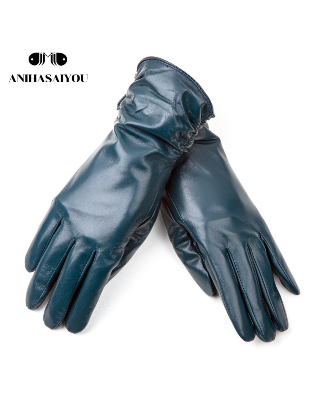 Classic Pleated Leather Gloves Women Color Real Leather Gloves Women Sheepskin Genuine Leather Winter Gloves Women-2081 front-2