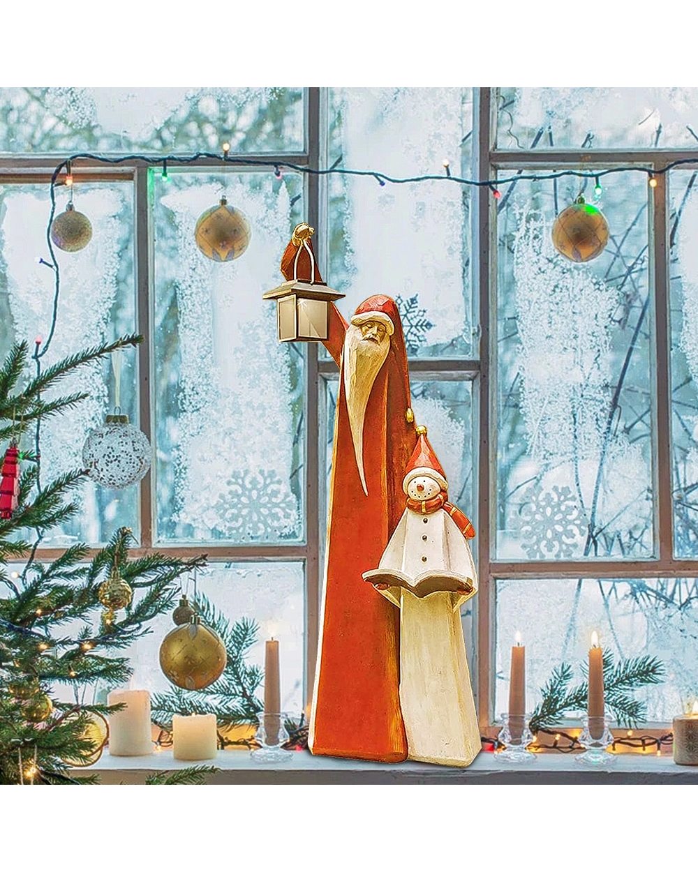 Christmas Santa Snowman Resin Crafts Christmas Sculpture Santa Figurine Ornaments For Kid Gifts Home Garden Decor front-3