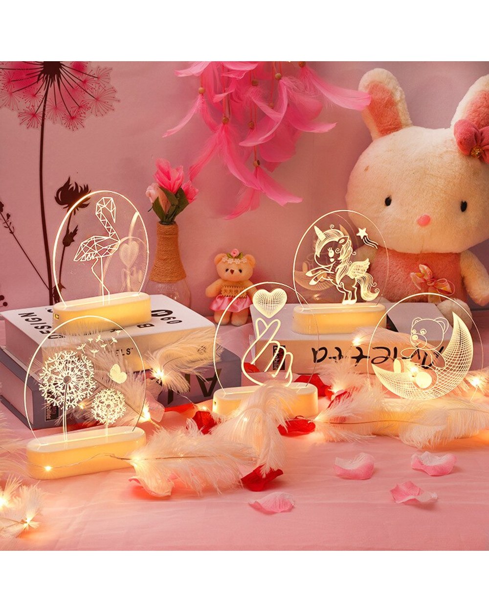 3D Acrylic Led String Light Love Wedding Heart Valentine's Day Party Decor Unicorn Birthday Gifts Baby Shower Kid Decor front-4