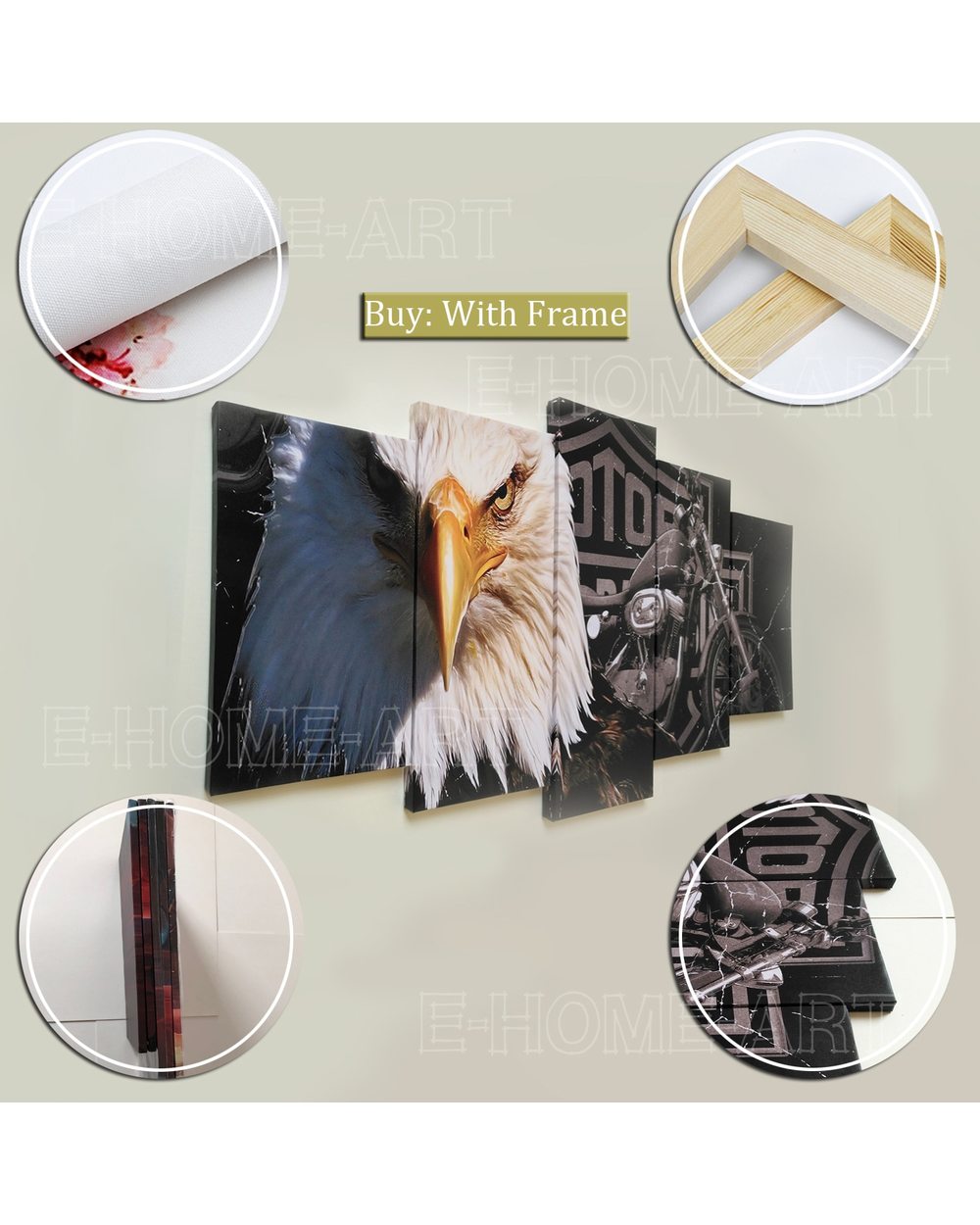 Anime Girl Warrior Weapon Picture Print Cartoon 5 Panel Canvas Art Wall Decor front-4
