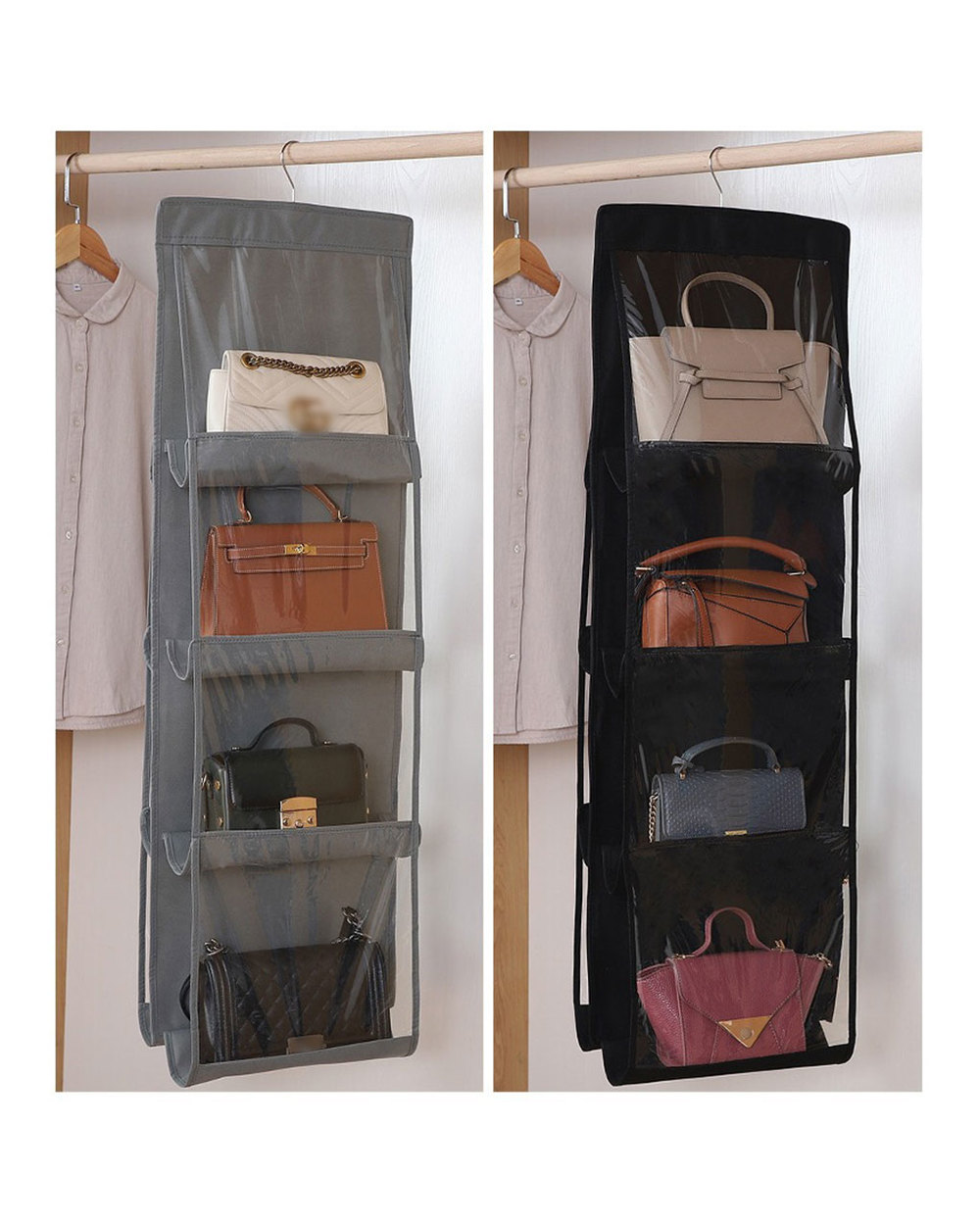 Pocket Transparent Hanging Handbag Organizer for Wardrobe Closet front-1