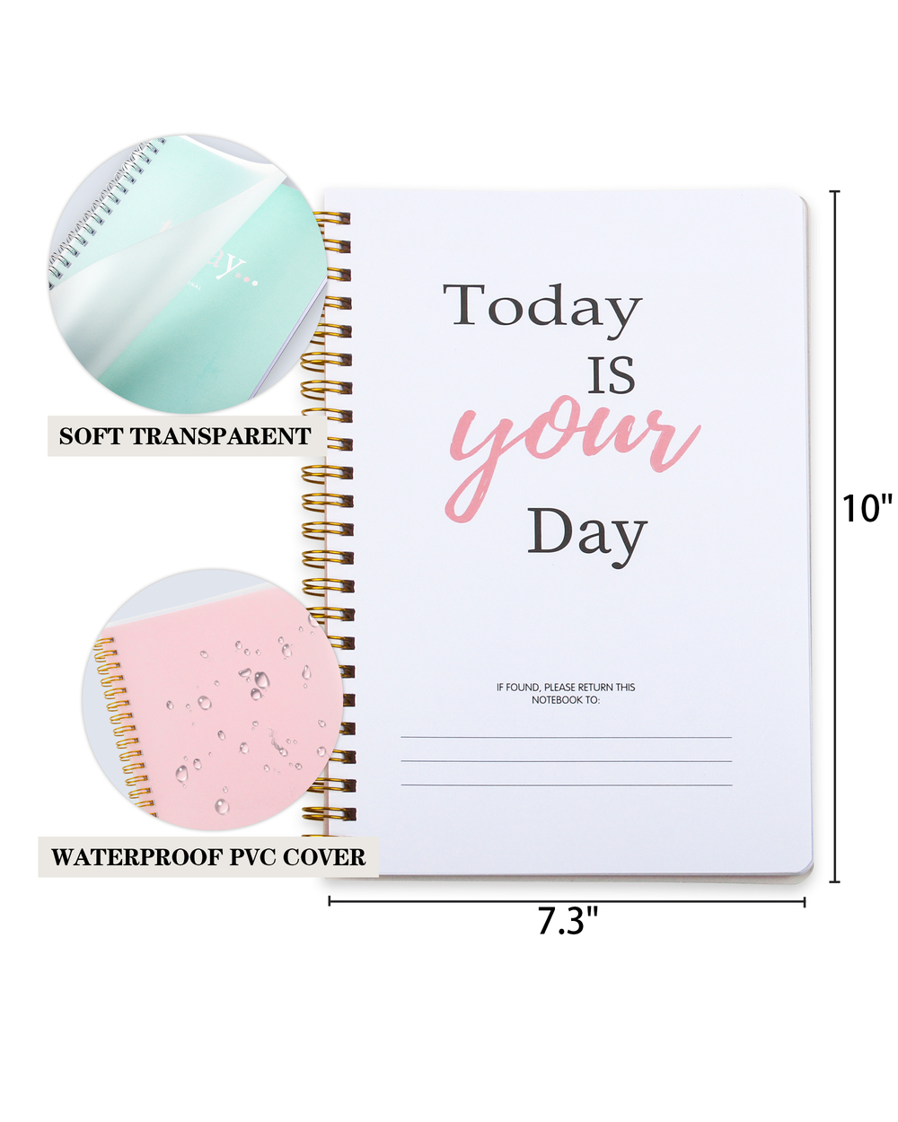 Daily Planner Today Notebook Undated Agenda Transparent Cover Organizer With To Do List Top Priorities School Office Su front-1