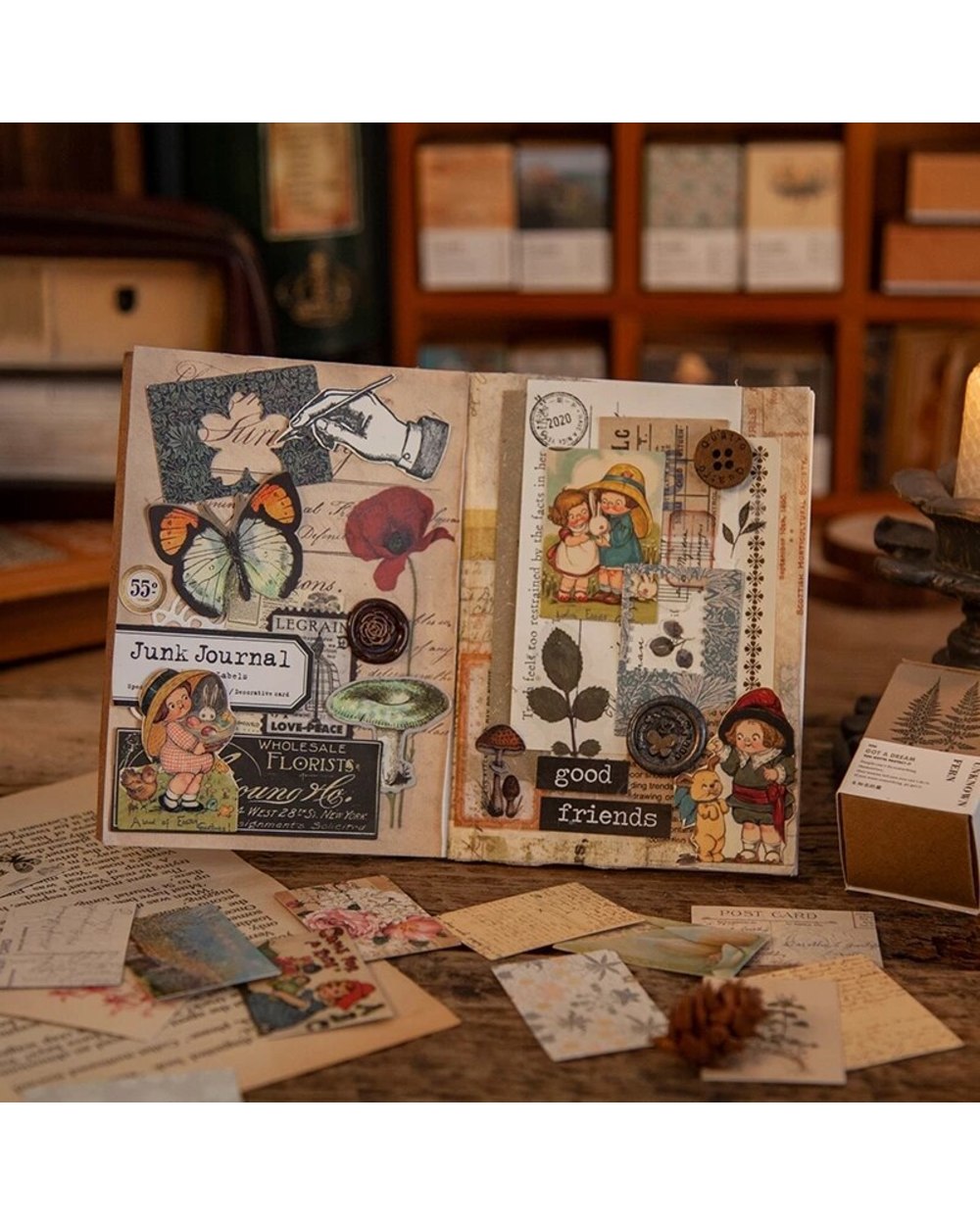 100pcs Aesthetic Vintage Paper Mini Book Kraft Cards For Scrapbooking & Journaling front-5
