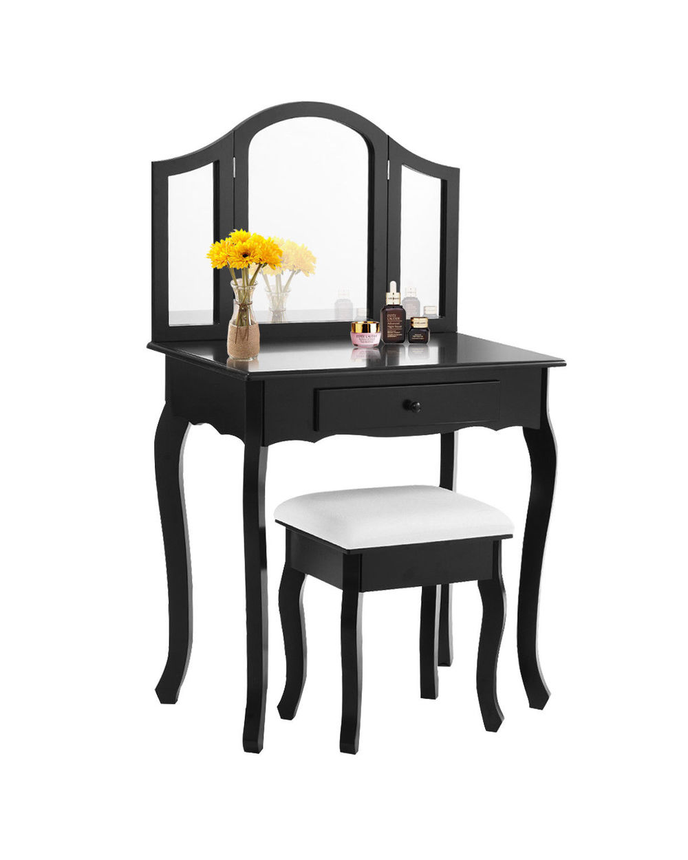 Tri Folding Mirror Vanity Makeup Table Set front-0