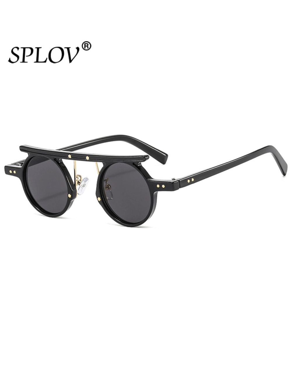 Fashion Round Punk Sunglasses Men Women Small Retro Gradient Lens Shades Vintage Color Uv400 Male Female Clear Eyewear front-1