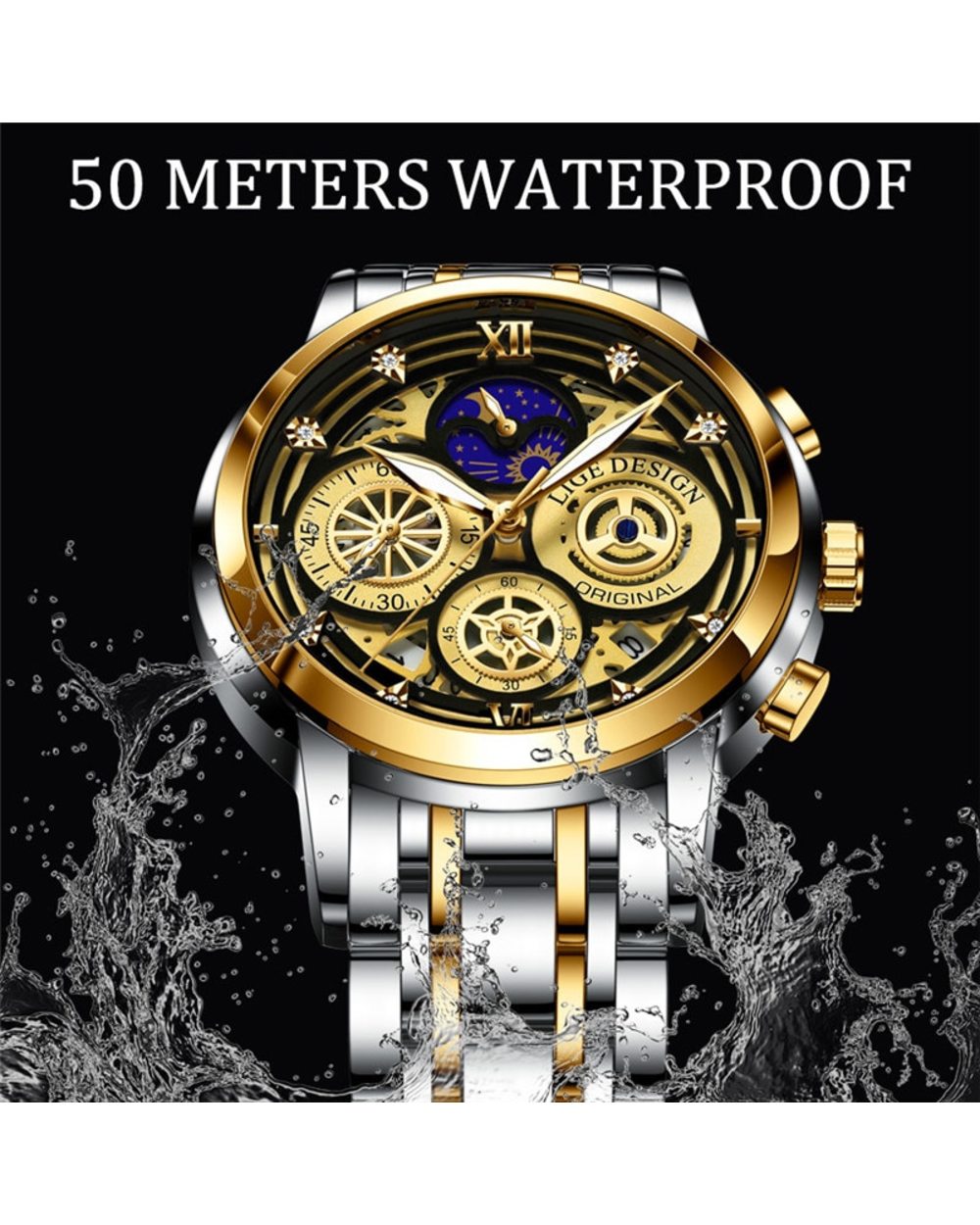 New Fashion Men Watch Calendar Stainless Steel Top Brand Luxury Sports Chronograph Quartz Watch front-1