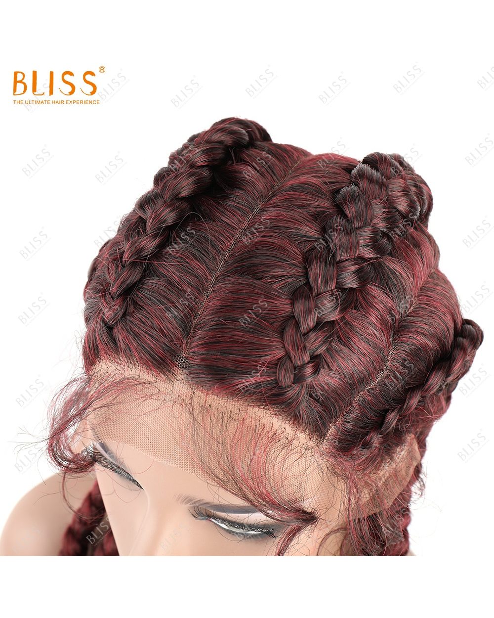 African American Box Black Braid Hair Wig Synthetic Hair Wig Wholesale 4 Long Box Braided Twist Lace Wigs For Black front-3