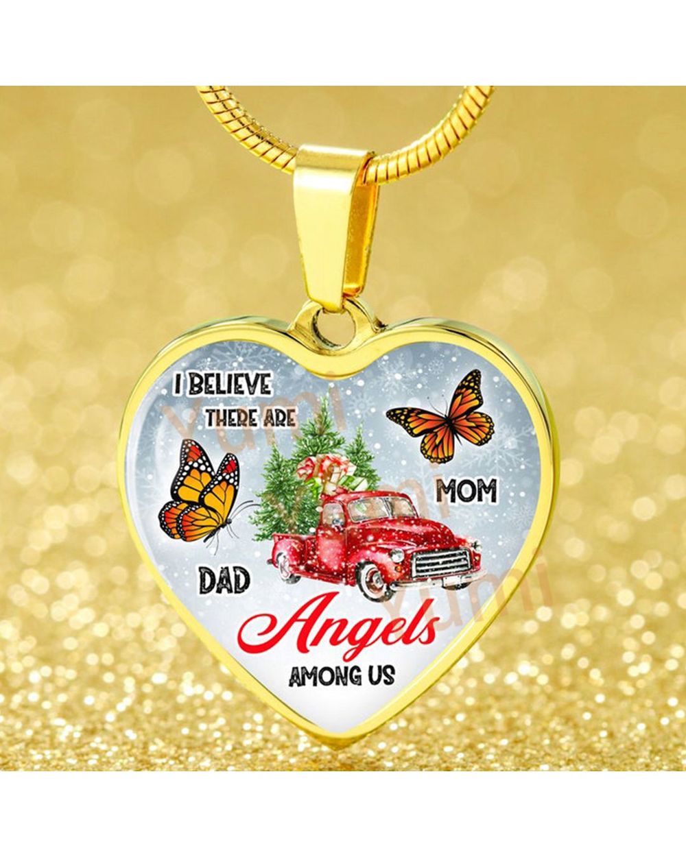 I Believe There Are Angels Among Us Butterfly Necklace Heart Pendant front-2
