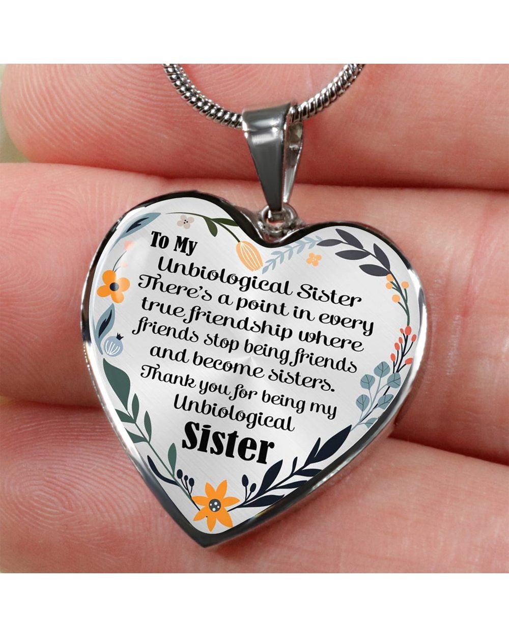 To My Unbiological Sister Heart Pendant Necklace Gift To Sisters and Best Friends front-0