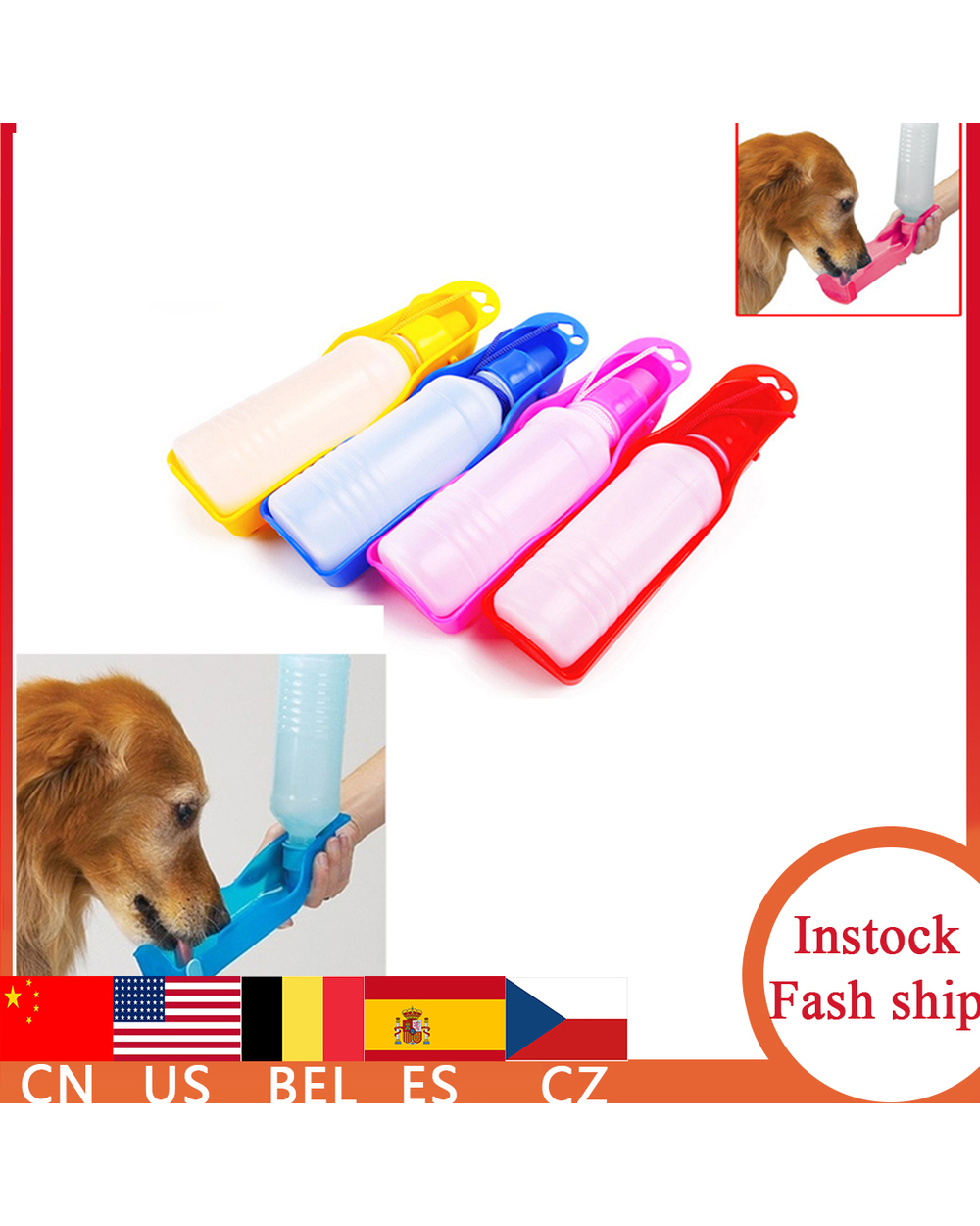 1Pc 250Ml Outdoor Portable Pet Dog Water Bottles Foldable Tank Drinking Design Travelling Bowl Feeding Dispenser front-3