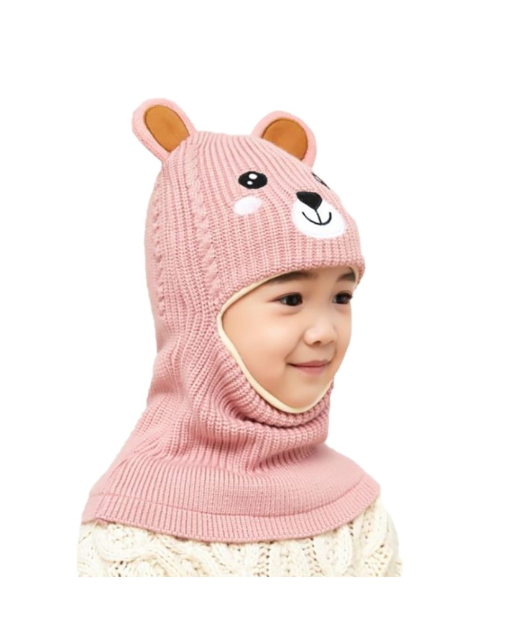 Boy Girl Beanie Protect Neck Cute Bear Windproof Winter Knit Hat Thicken Wool Cap Child Girls Earflap Caps For 2 To 10 front-5