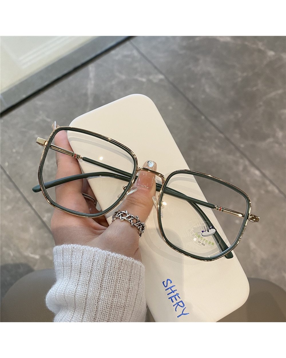 Myopia Glasses Blue Light Resistant Large Frame Glasses Fashion Leopard Girl Transparent Glasses Korean Style Myopia Gl front-1