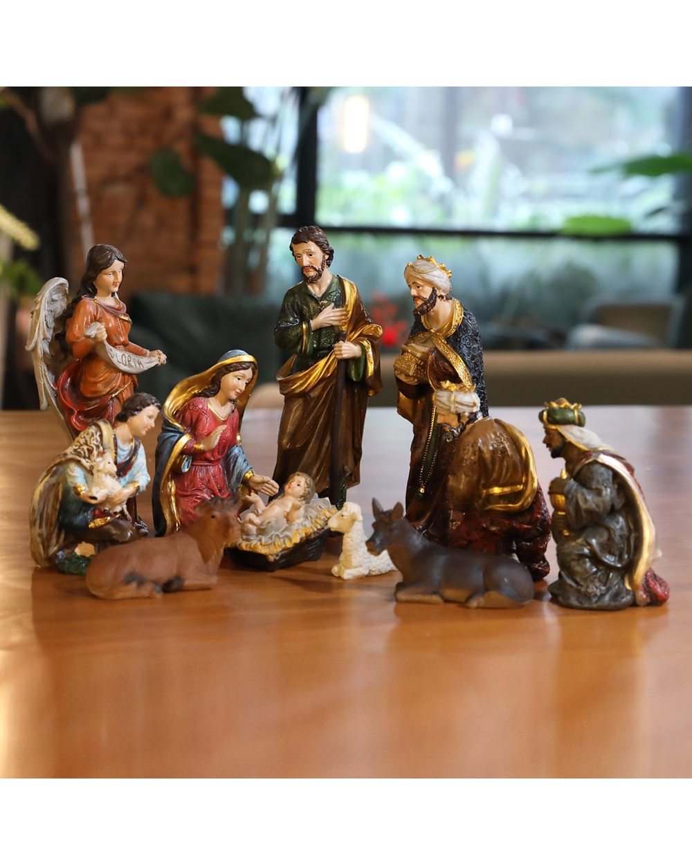 Statue Nativity Scene Set Baby Jesus Manger Christmas Figurines Miniatures Ornament Church Xmas Gift Home Decoration front-0
