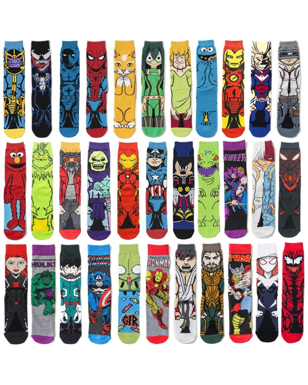 Men's funny socks cartoon fashion high quality sewing pattern front-0