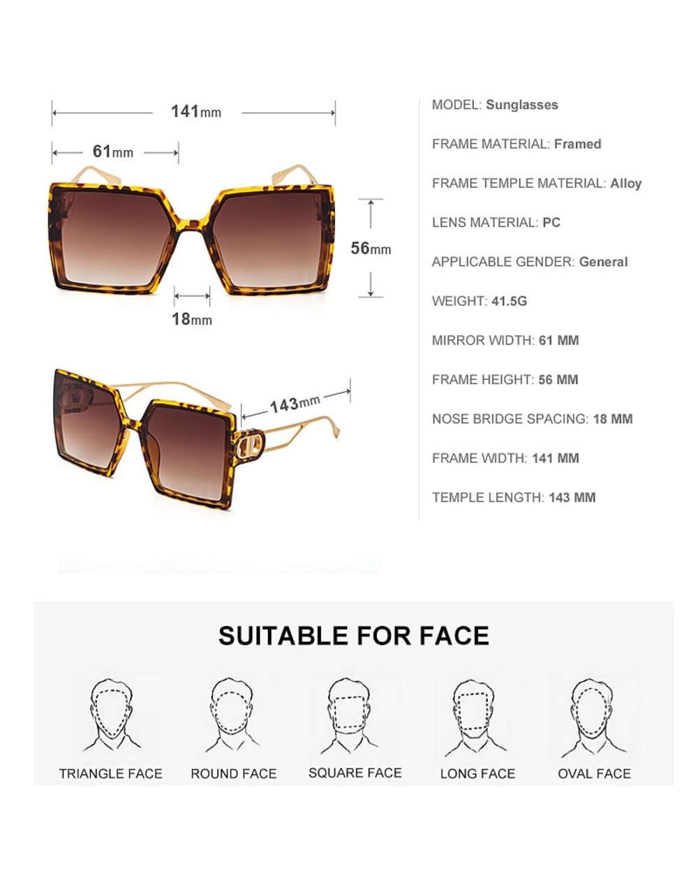 Feishini 2022 Fashion Oversized Sunglasses Women Luxury Brand Designer Original High Quality Glasses Shades Celebrity V front-4