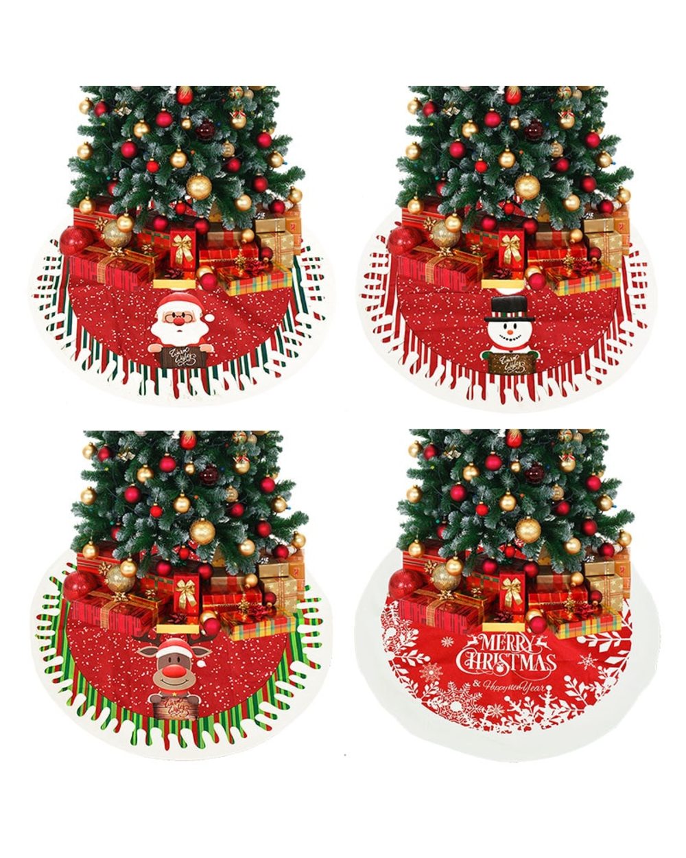 Christmas Tree Skirt Snowflake Xmas Tree Mat Carpet Ornament Christmas Decorations for Home New Year Party Natal Gifts front-5