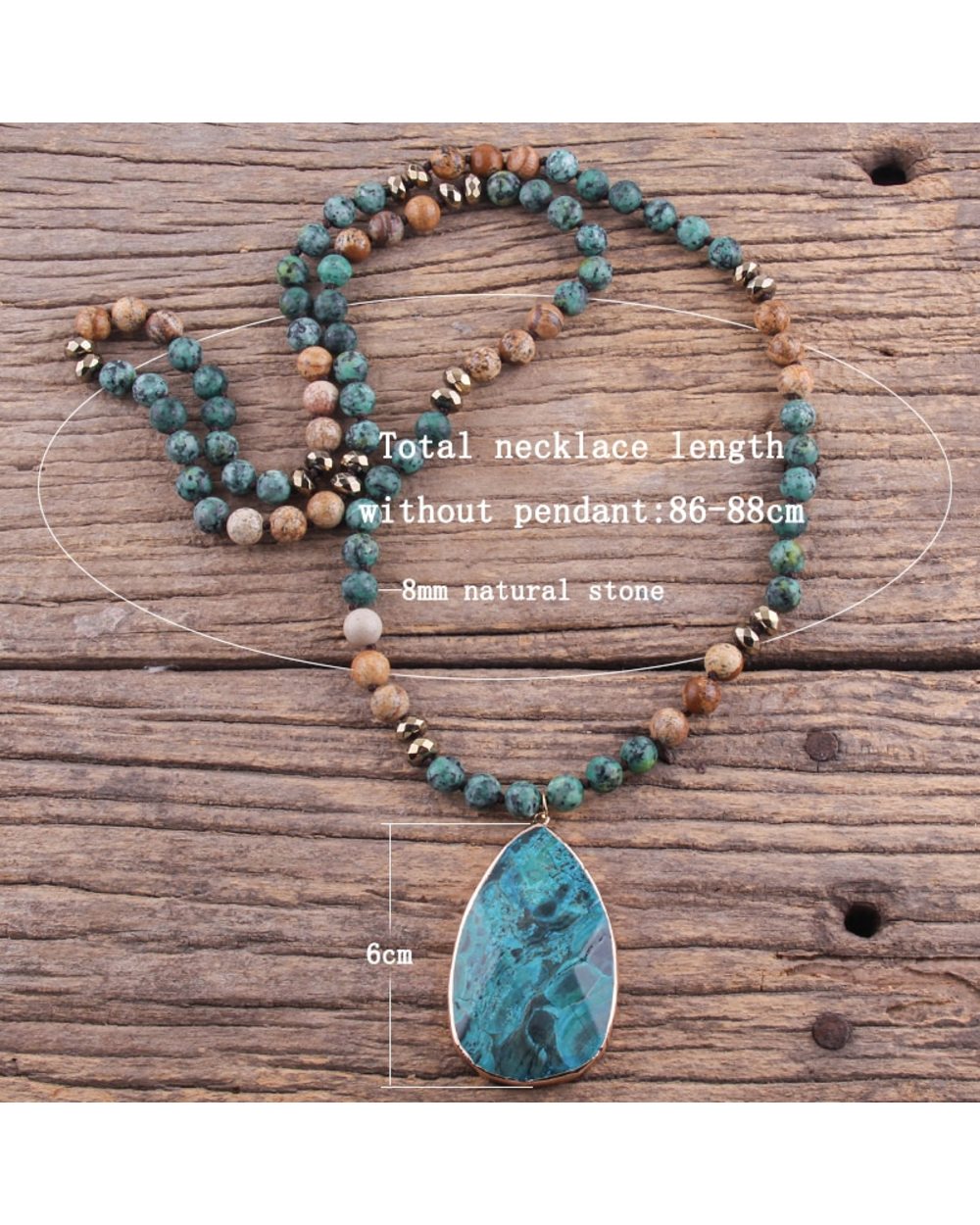Fashion Boho Jewelry Natural Stones With Semi Precious Pendant Women Bohemia Necklace front-3