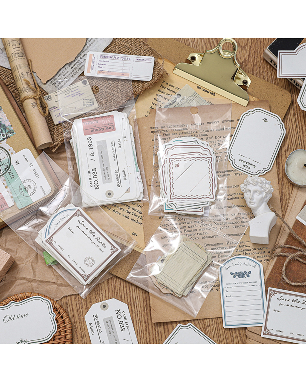 Dimi 30 Pcs Vintage Ticket Note Paper Creative Memo Label Sticky Notes For Scrapbooking Journal Diary Office School Sta front-0