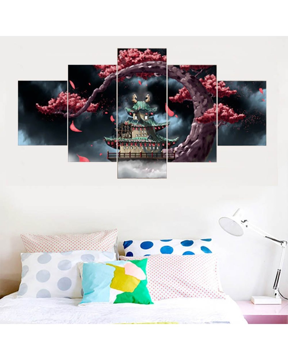 Anime Manga Paintings Vintage Tree Picture Print Anime 5 Panel Canvas Art Wall Decor front-1