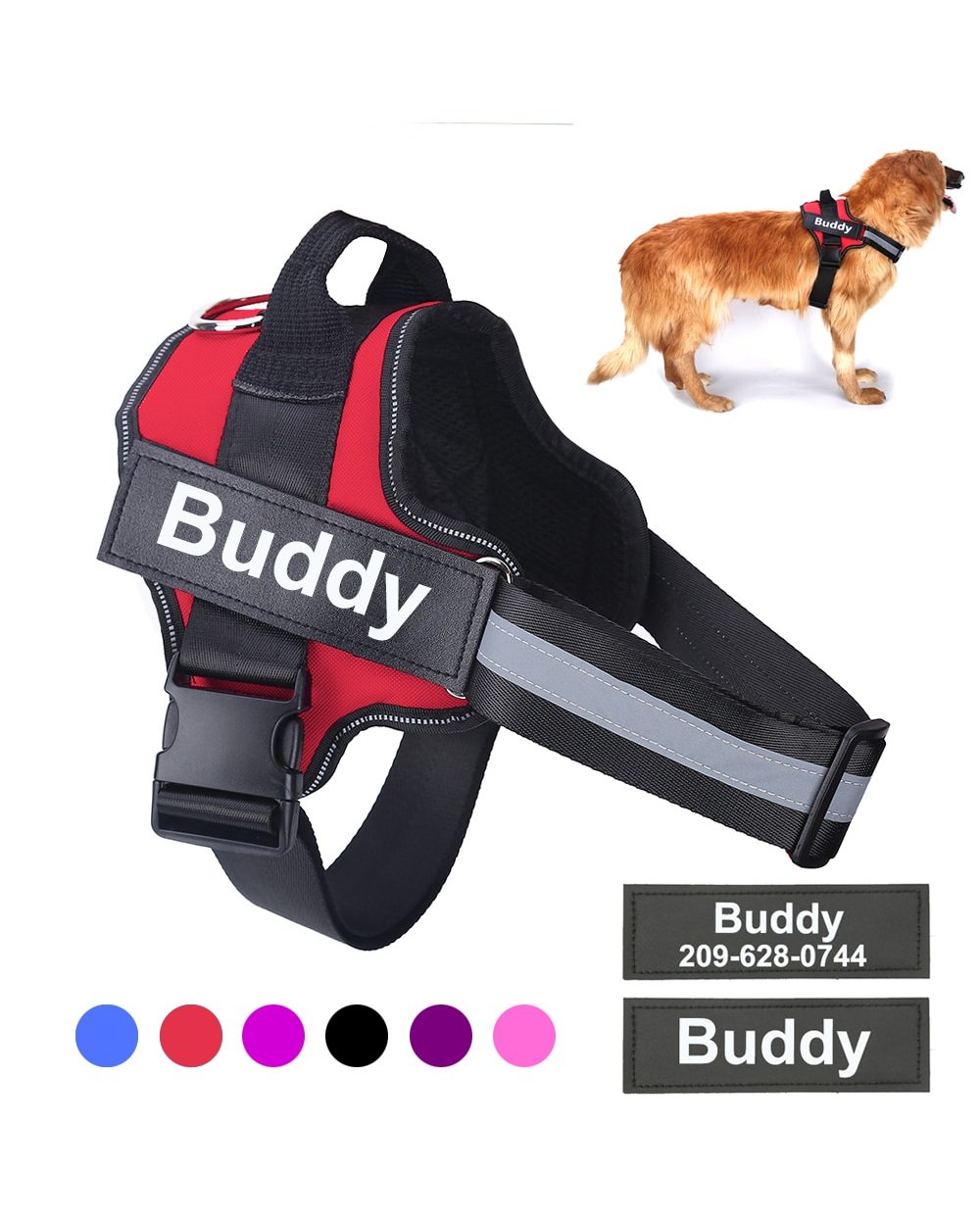 Dog Harness No Pull Reflective Breathable Pet Harness With Name front-0