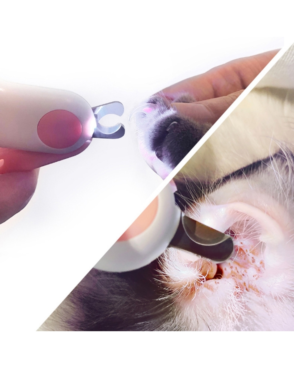 Cat Dog Nail Clippers with LED Light Sharp Blades Puppy Kitten Small Animal Nail Trimmers Illuminated Care Cleaning Tool front-4