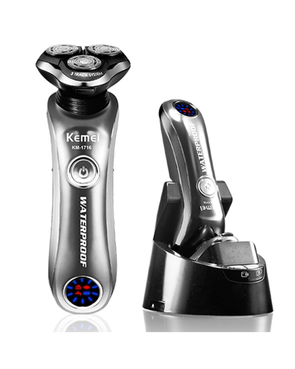 Kemei Rotary Shaver for Men Wet and Dry Electric Razor with Smart Clean