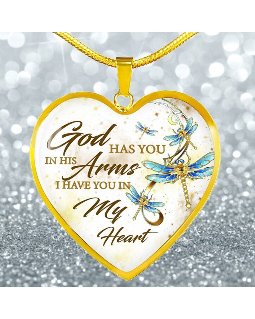 God Has You In His Arm I Have You In My Heart Dragonfly Necklace Heart front-2