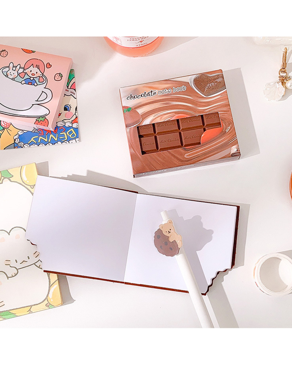 80 Sheets Creative Chocolate Shape Sticky Notes Notebooks Memo Pads Kawaii Mini Blank Notepad Child School Supplies Cut front-4