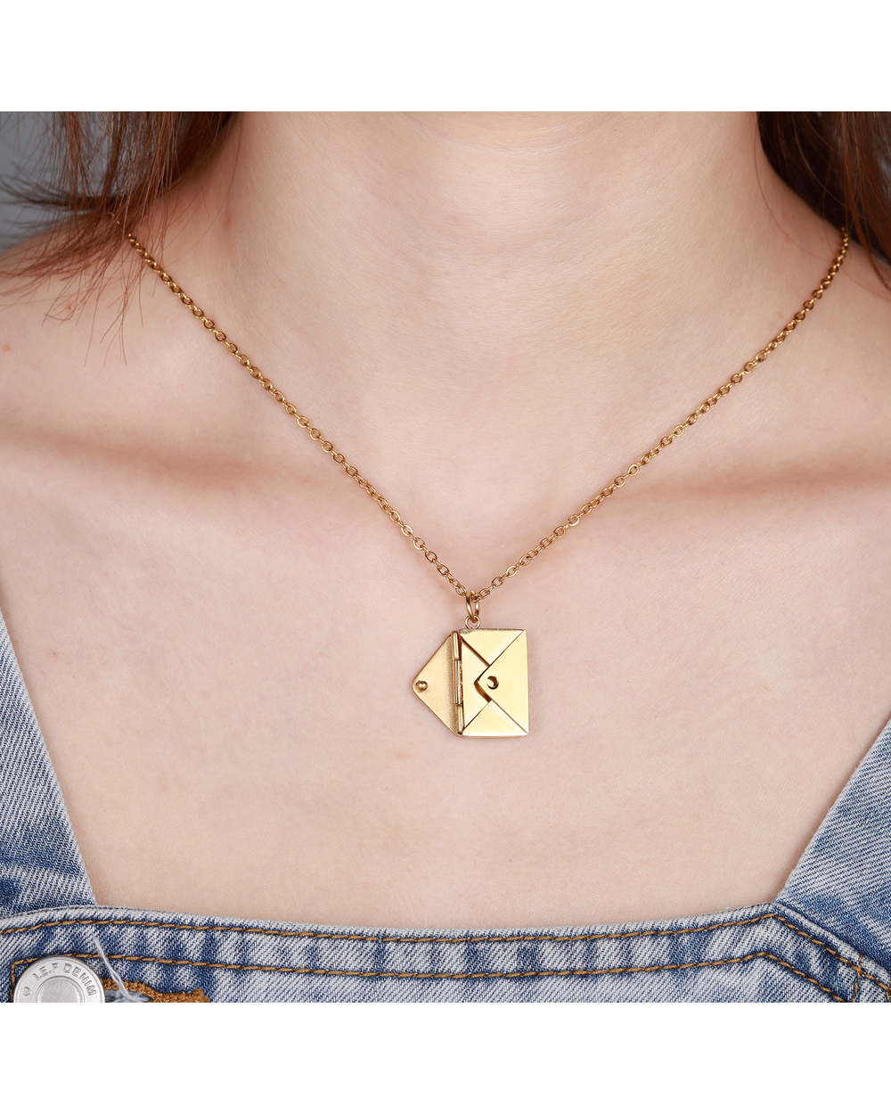 Love Letter Envelope Pendant Necklace Customized Stainless Steel Jewelry front-2