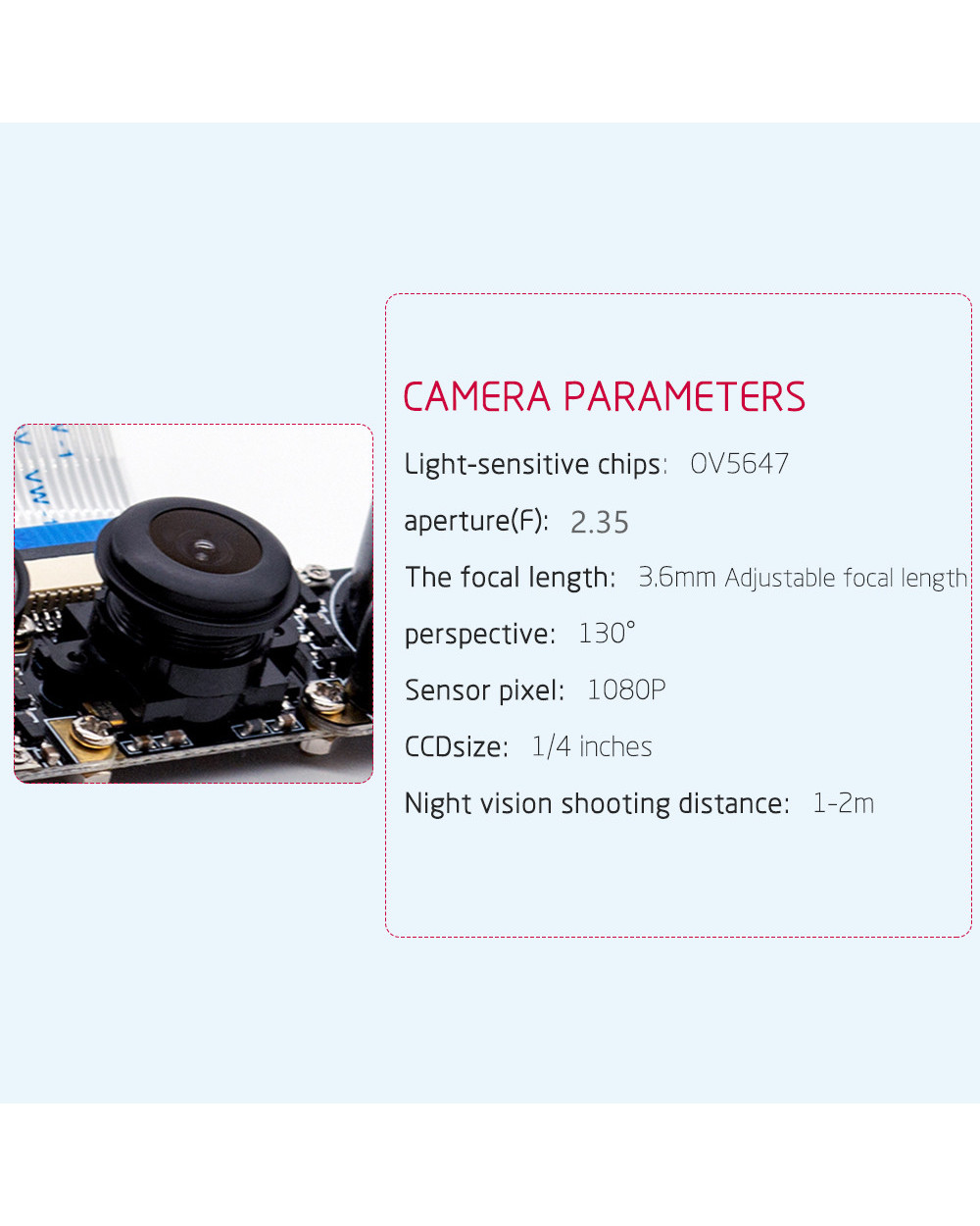 Raspberry Pi4b Ir Camera Night Vision Focal Adjustable 5Mp 1080P Fish Eye Wide Angle Camera Module Compatible With All front-4