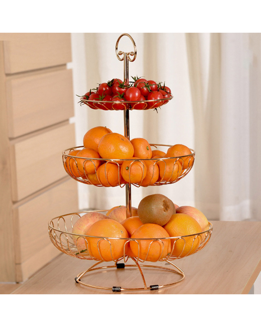 N Three Layer Storage Basket Fruit Dish Kitchen Home Bowl Detachable Metal Cake Stand Decorative Dessert Holder Organiz front-3