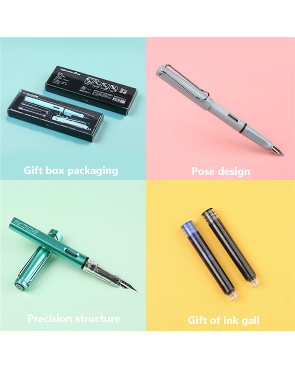 Luxury High Quality Fountain Replaceable ink Pen Set front-4