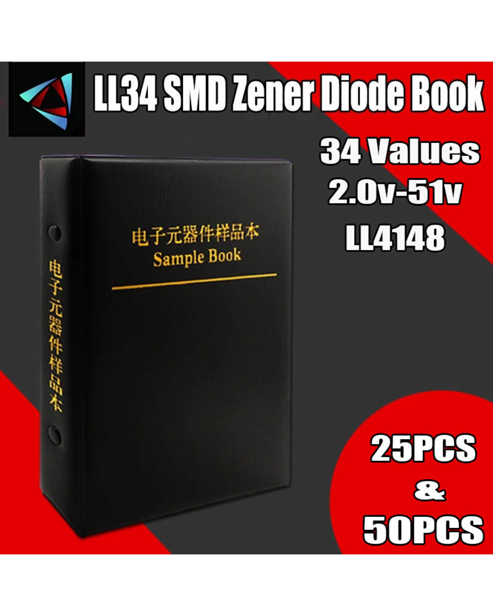 Ll34 Smd Zener Diode Book Ll4148 1/2W 2V-510V 34Values Package Assorted Kit 0.5W Eries Sample Book Commonly Used Sample front-0