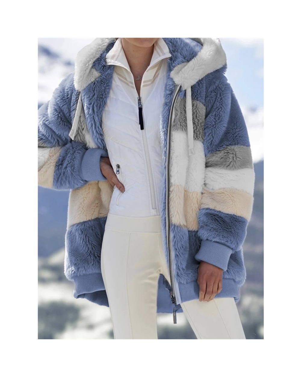 Ladies Clothes Hooded Zipper Female Coat front-1