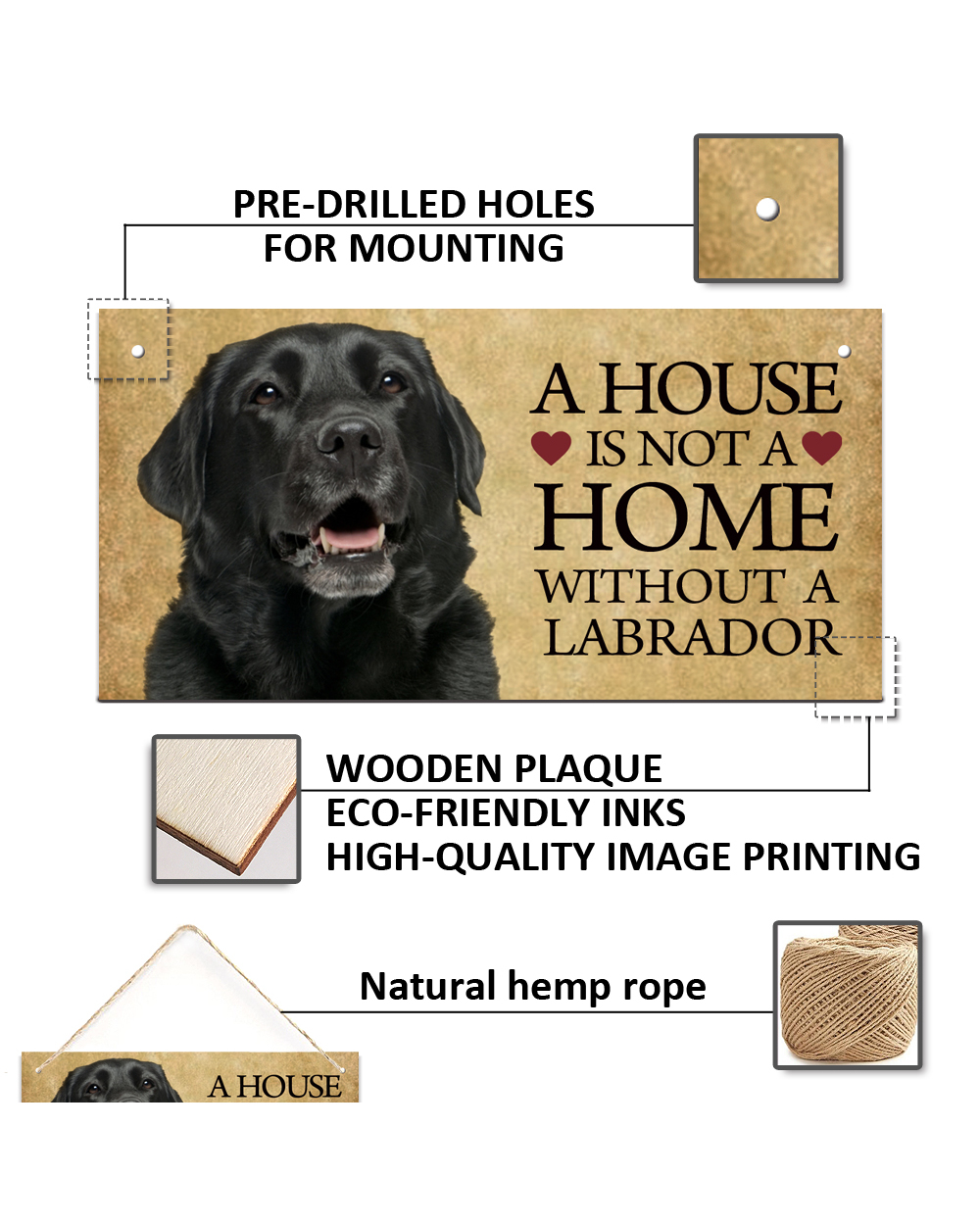 Dog Accessories Tags Rectangular Wooden Pet Tag Pendant Animal Sign Plaques Wood Sign Dog House Home Decoration front-1