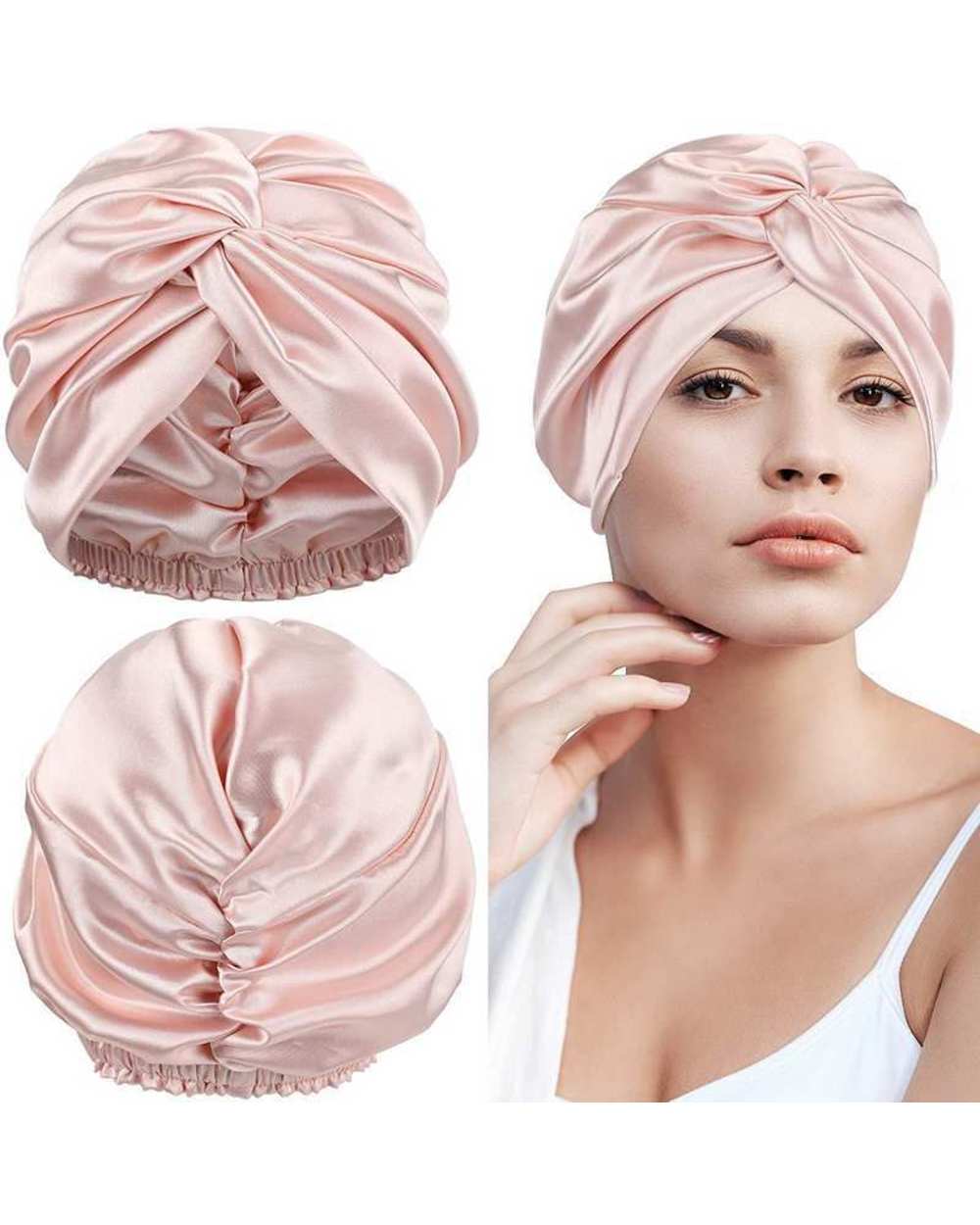 100 Mulberry Silk Turban Bonnets For Women Twisted Sleeping Night Cap 19 Momme Pure Silk Hair Wrap Cap For Curly Ladies front-0