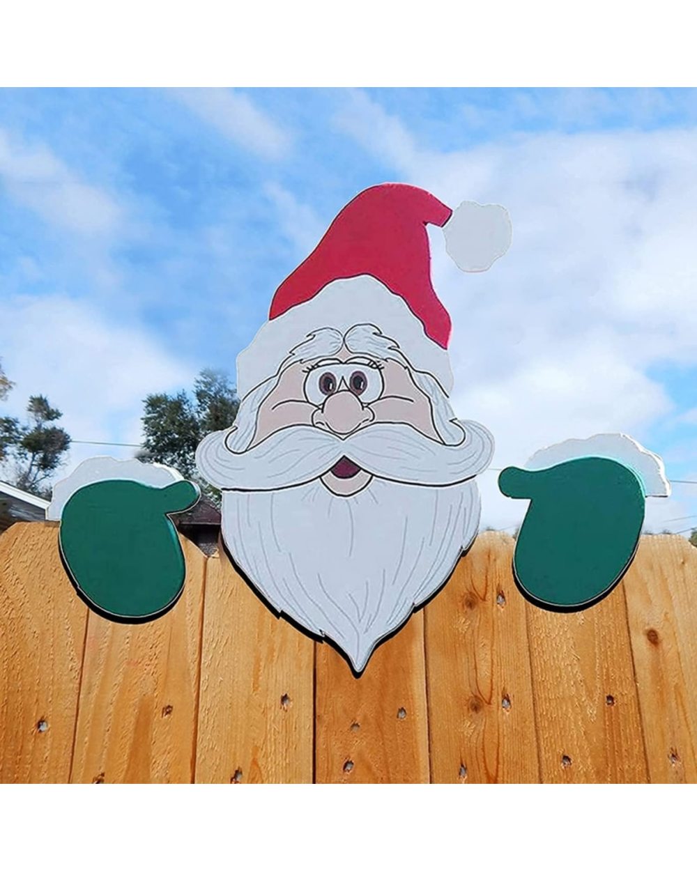 Funny Santa Claus Fence Peeker Outdoor Christmas Animal Reindeer Charming Ornaments New Year Party Decorations For Home front-4