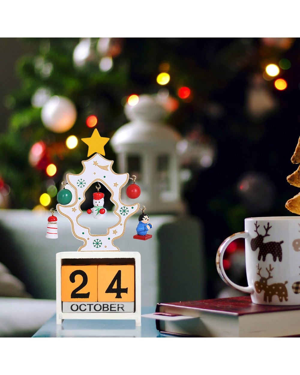 Christmas Retro Calendar Decoration Wooden Block Snowman Santa Claus Home Decor Holiday Party Ornaments Xmas Gifts front-2