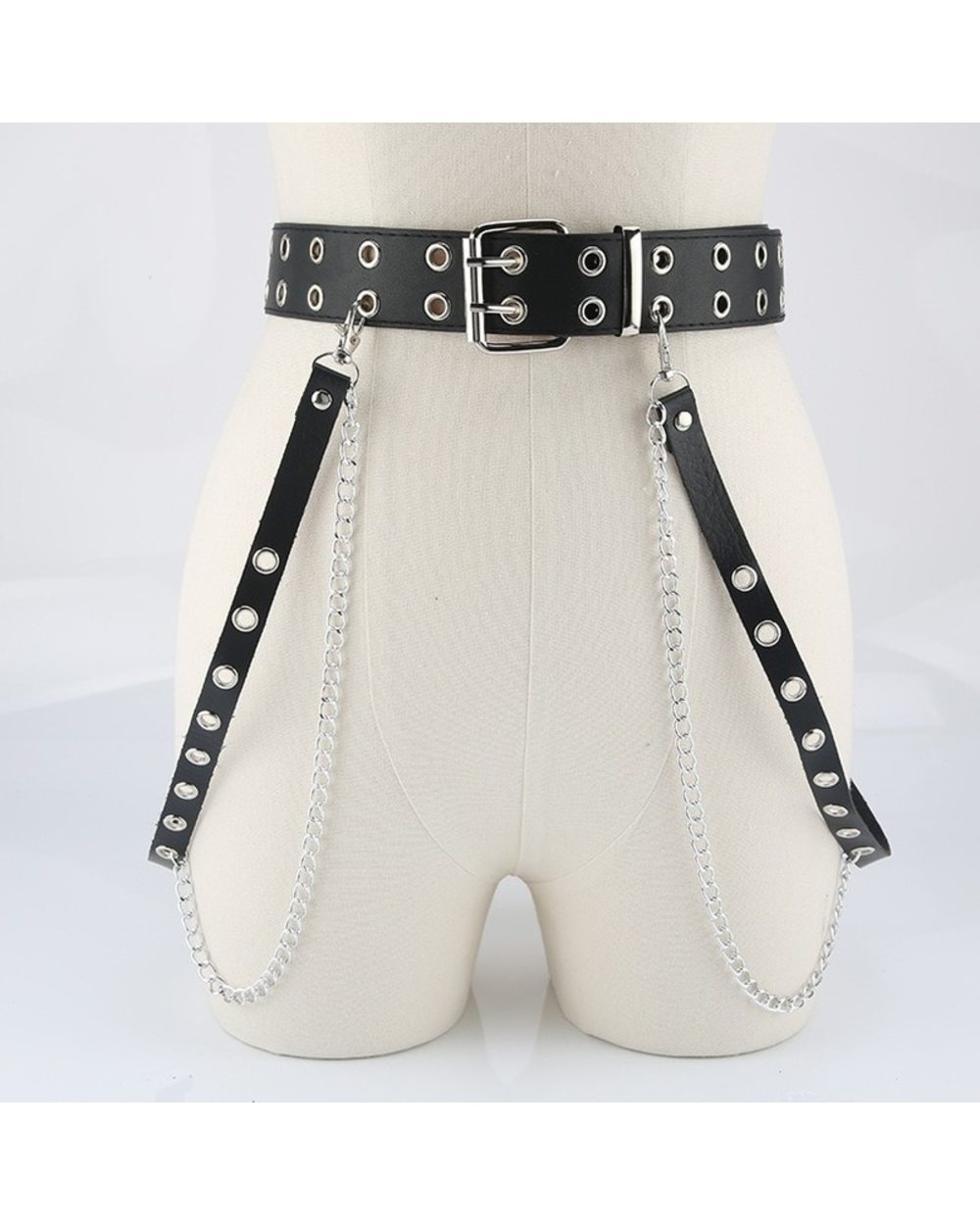 Harajuku Dark Girl Punk Gothic Style Double-Breasted Buttonhole Single-Breasted Buttonhole Belt Decoration Jk Waist Cha front-0