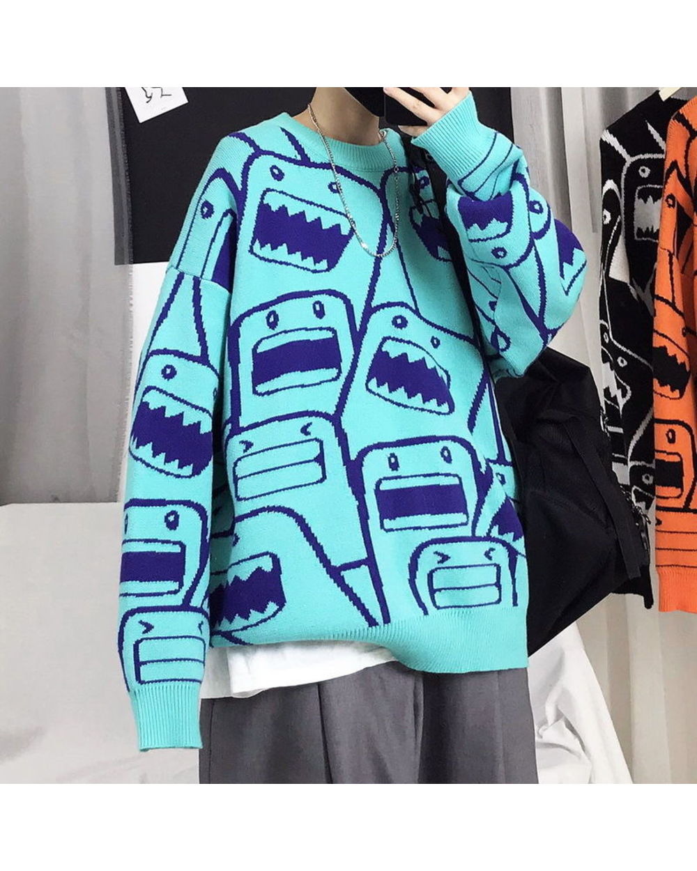 Deeptown Harajuku Emo Graphic Womens Winter Sweaters 2021 Japan Style Gothic Long Sleeve Knitwear Ugly Christmas Sweater front-4