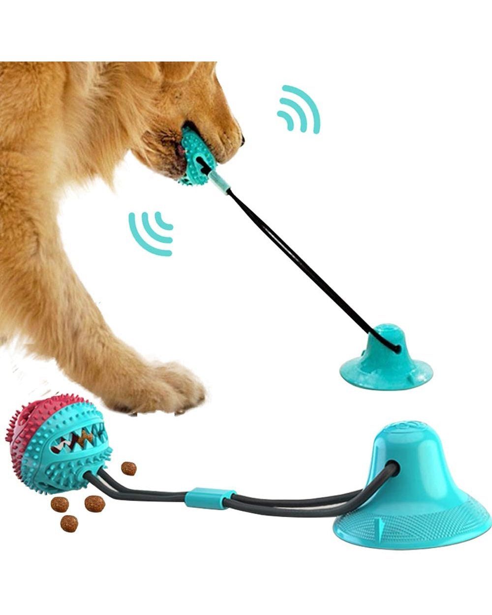 Silicon Suction Cup Tug Interactive Dog Ball Toy For Pet Chew Bite Tooth Cleaning Toothbrush front-0
