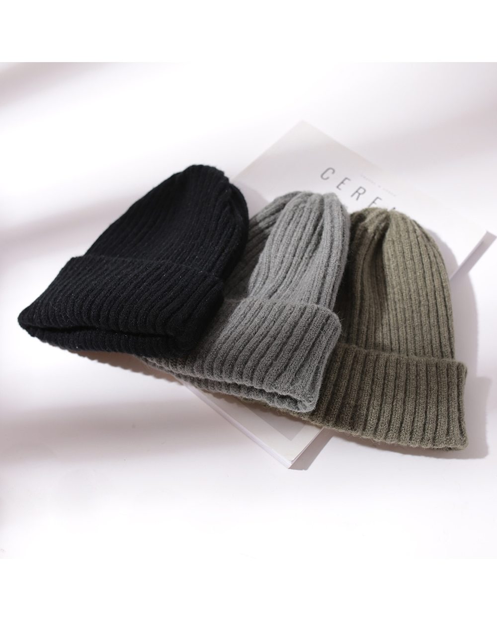 Candy Color Beanie Hat For Women Winter Hat Knitted Imitation Cashmere Skullies Warm Soft Bonnet Cap Female Hats For Gi front-1