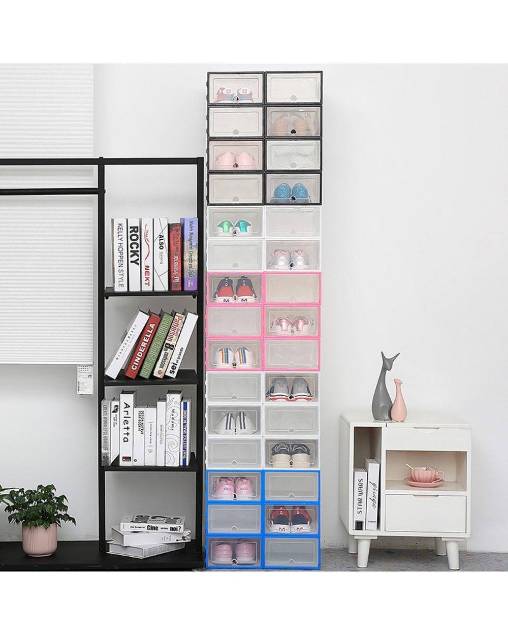 6Packs Transparent Shoe Box Organizers Cabinet front-4