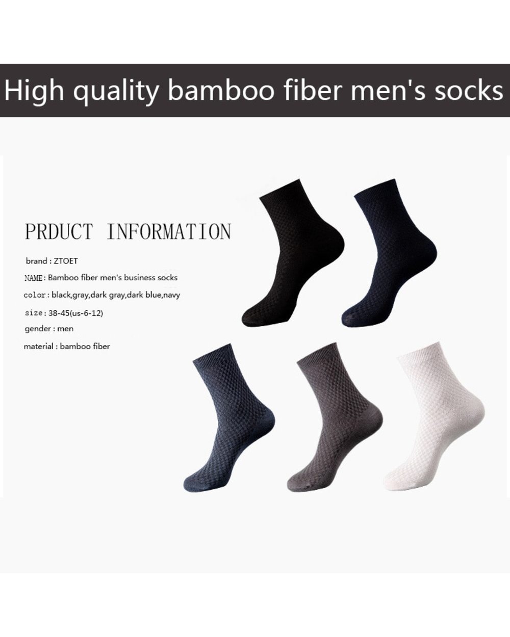High Quality Combo 10 pairs of men's socks Fiber Socks Men Breathable Compression Long front-2