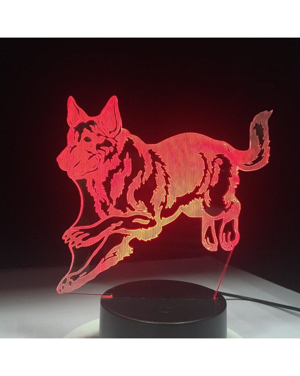 German Shepherd Running Dog 3D Night Lamp Hologram 3D Decor Lamp Colorful Table Desk Lights Birthday Gift For Children front-0